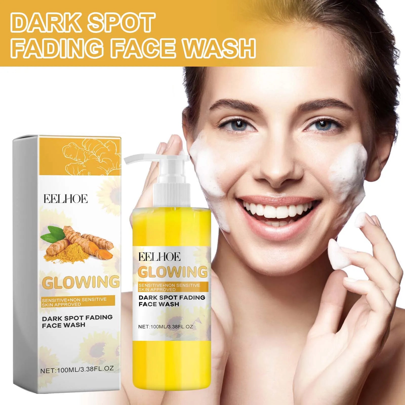 Turmeric Brightening Cleanser – Deep-Cleansing, Makeup-Removing, Refreshing Facial Wash with Natural Skincare Formula