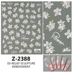 5D Spring Flower Nail Stickers – Embossed Floral Manicure Decals