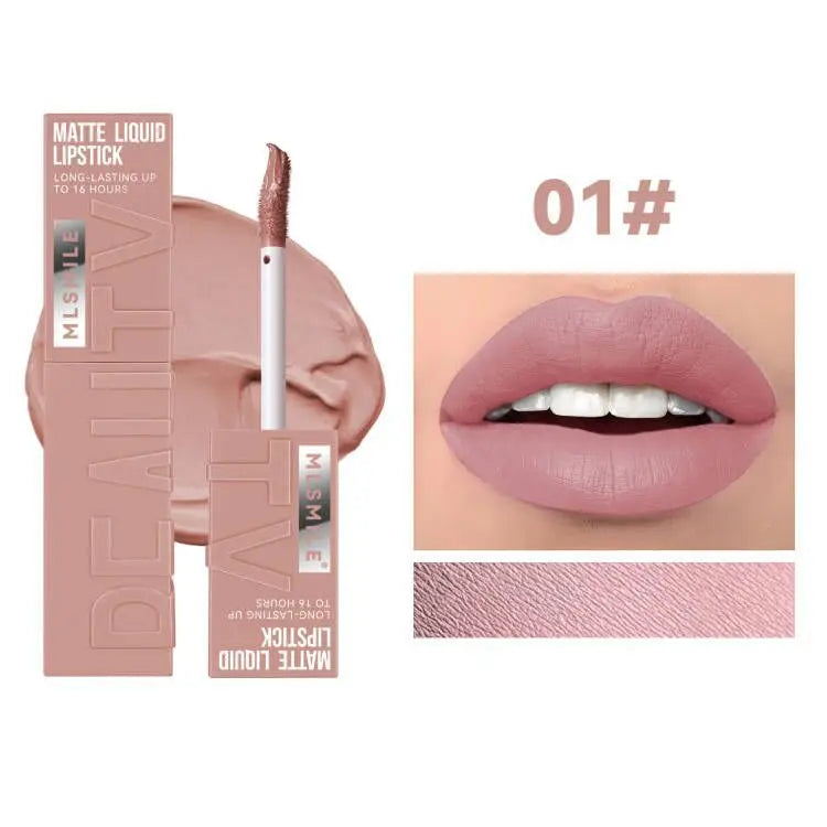 MLSMILE 6-Color Velvet Matte Lip Glaze – Waterproof, Long-Lasting, Non-Stick Lip Tint