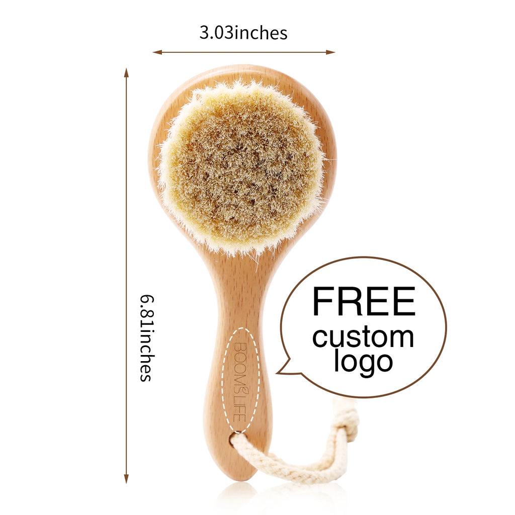Deep Pore Face Cleansing Brush – Professional Fiber Exfoliating Brush with Wooden Handle