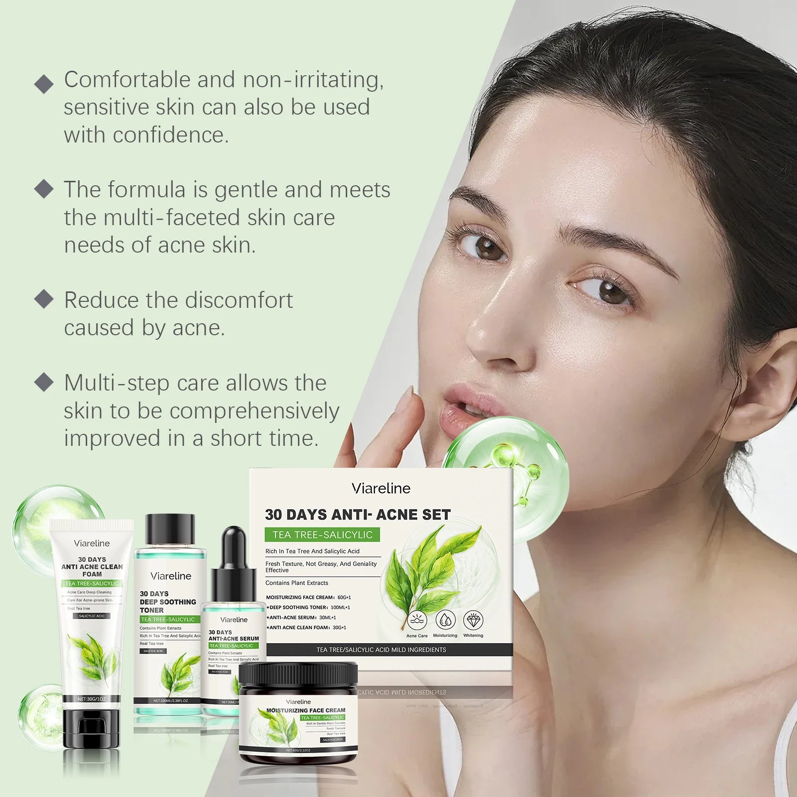 Salicylic Acid Face Care Set – Cleanser, Toner, Serum & Anti-Acne Cream
