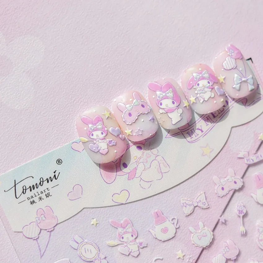 5D Anime Nail Stickers – Hello Kitty, Kuromi & Cinnamoroll