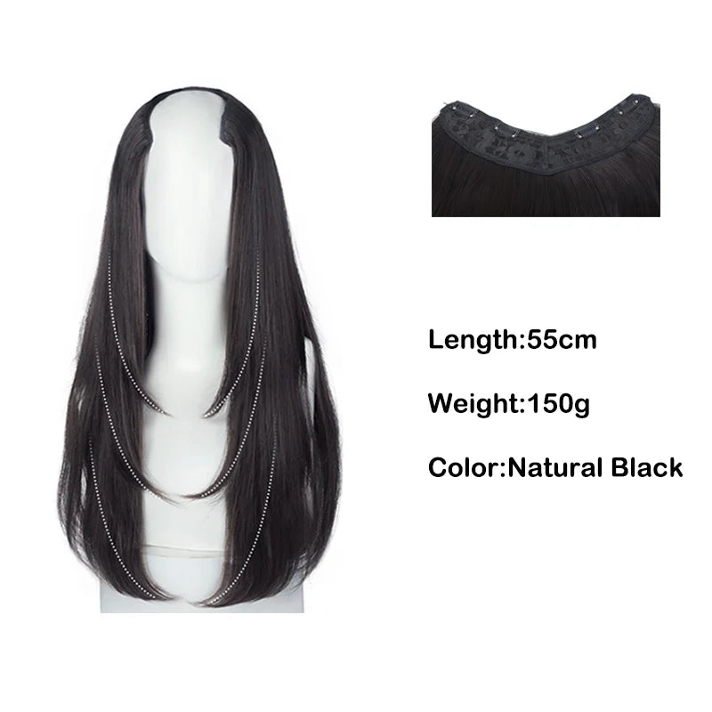 22" Synthetic Layered Hair Wig – Top Head Volume Extension