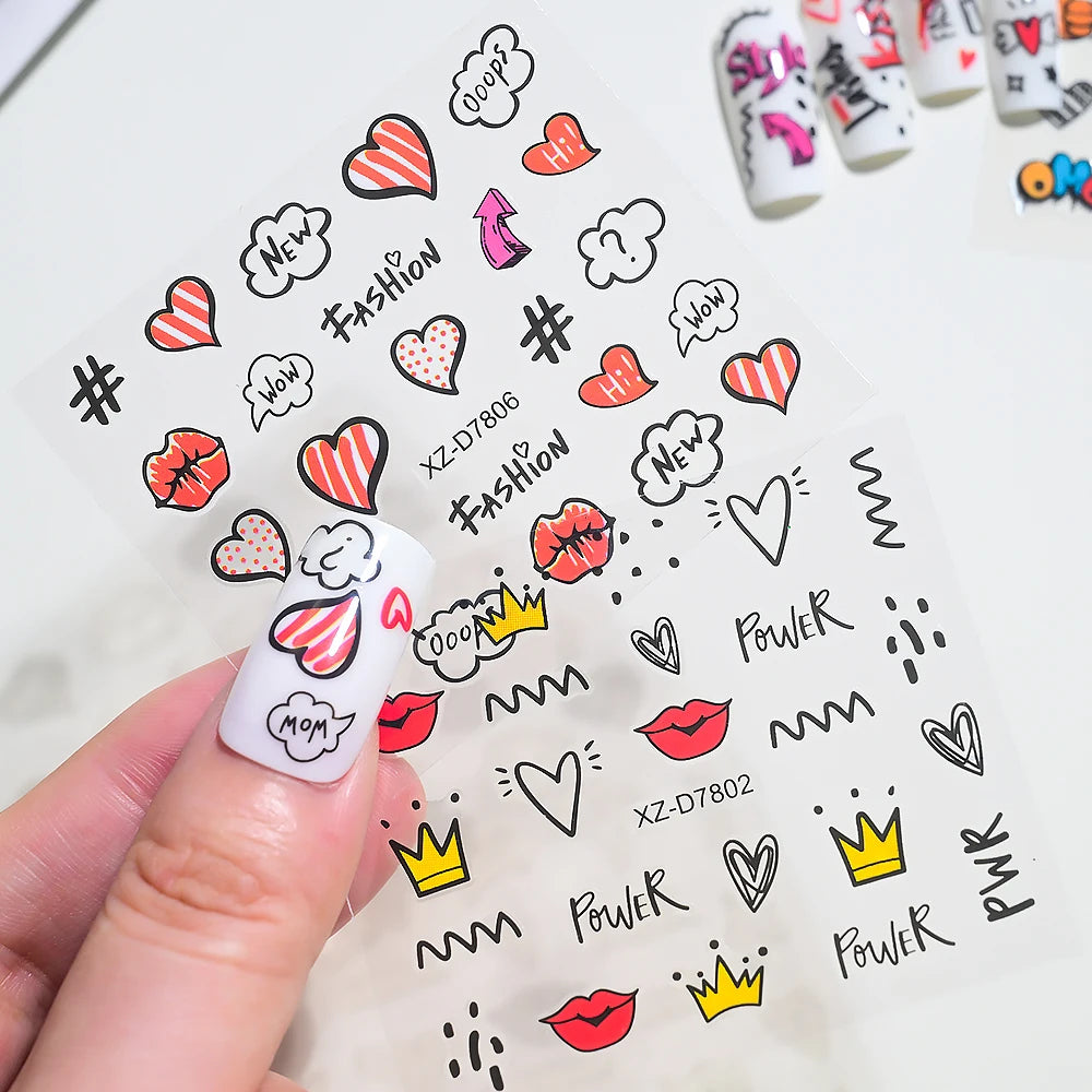 30pcs Cartoon Animal Nail Stickers – Cat & Dog Graffiti Decals
