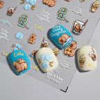 Kawaii Capybara & Spotted Puppy Nail Art Stickers – DIY Manicure Decals