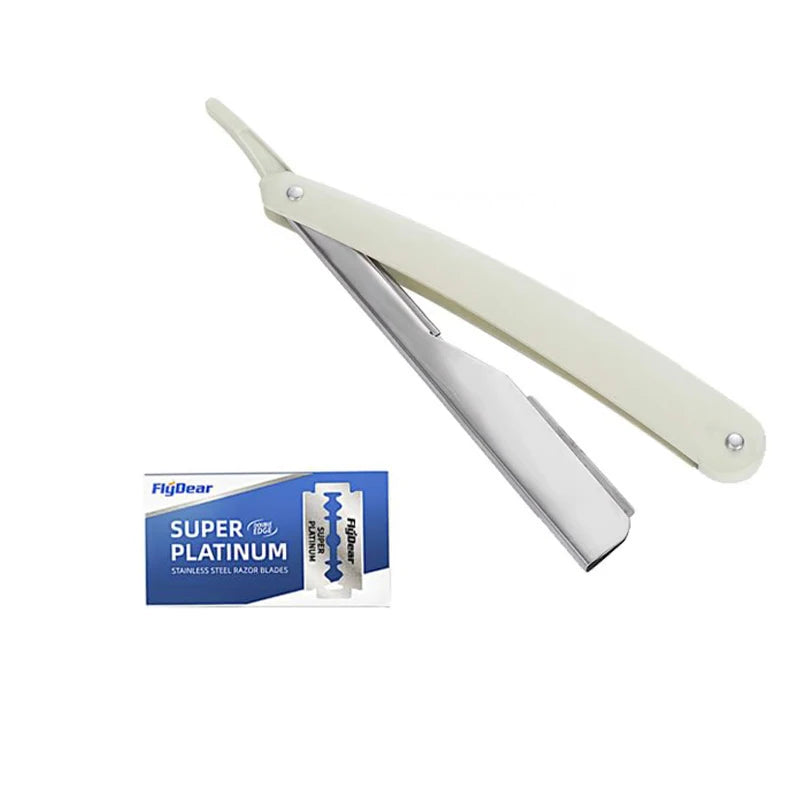Men’s Straight Edge Razor Set with 10 Blades – Folding Shaving Knife