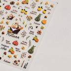 Autumn Maple & Ginkgo 5D Nail Art Stickers – Pumpkins, Ladybugs & Mushrooms