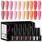 MEET ACROSS 12pcs Macaron Gel Nail Polish Set – UV Soak Off Manicure Kit