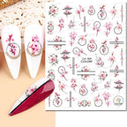 3D Butterfly & Flower Nail Art Stickers – Blue & Purple Decals for Manicure