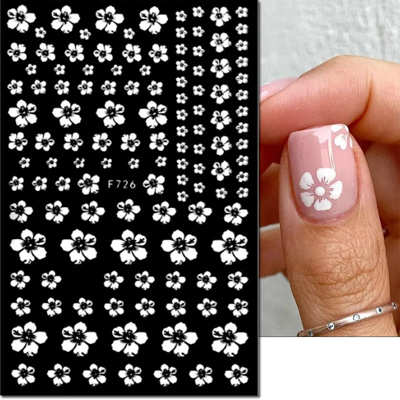 3D Y2K Hibiscus Floral Nail Stickers