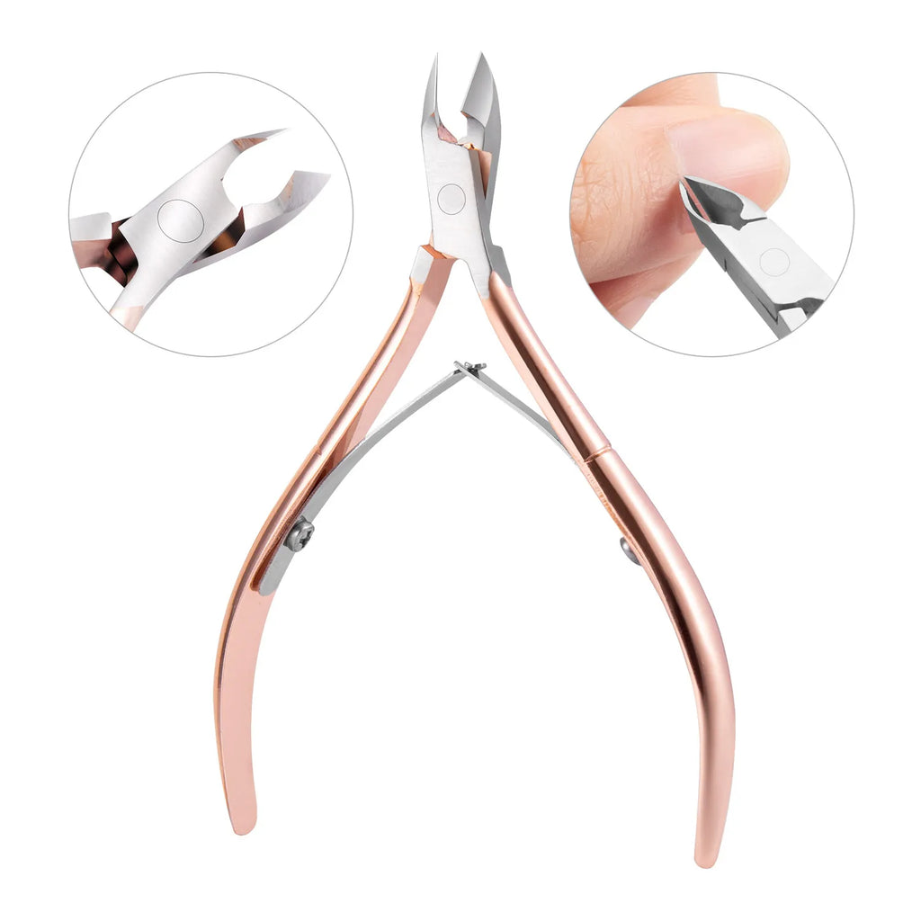 1/3pcs Double-Ended Stainless Steel Cuticle Pusher Set – Dead Skin Remover & Cuticle Scissors, 4pcs Rose Gold Manicure Tools
