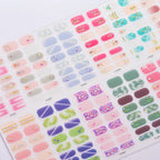Dopamine Color 5-Sheet Nail Sticker Set – 80 Tips, 3D Foil & Line Full-Cover Wraps