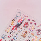 5D Princess Nail Stickers – Colorful Fairy Tale Embossed Decals