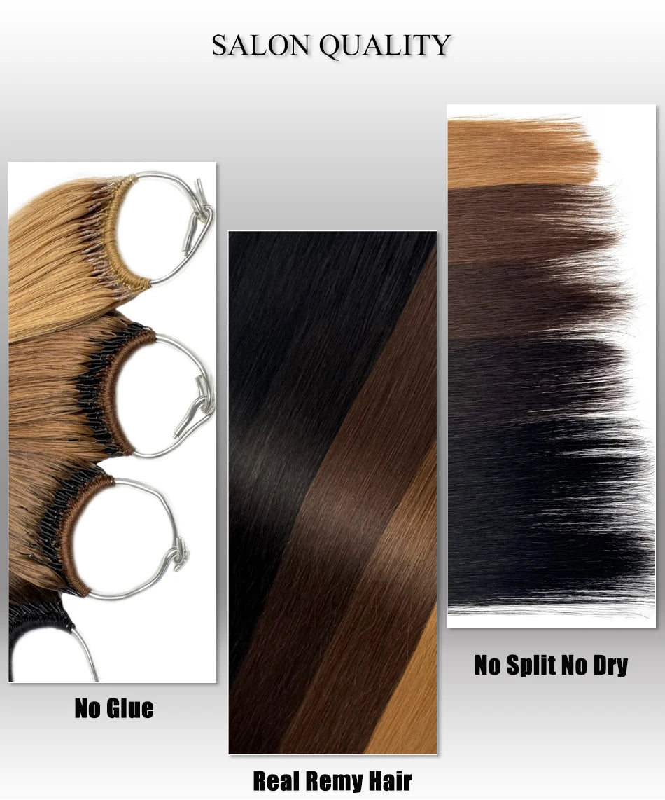 Korean Cotton Thread Tip Hair Extensions – 100% Human Hair, Double Drawn