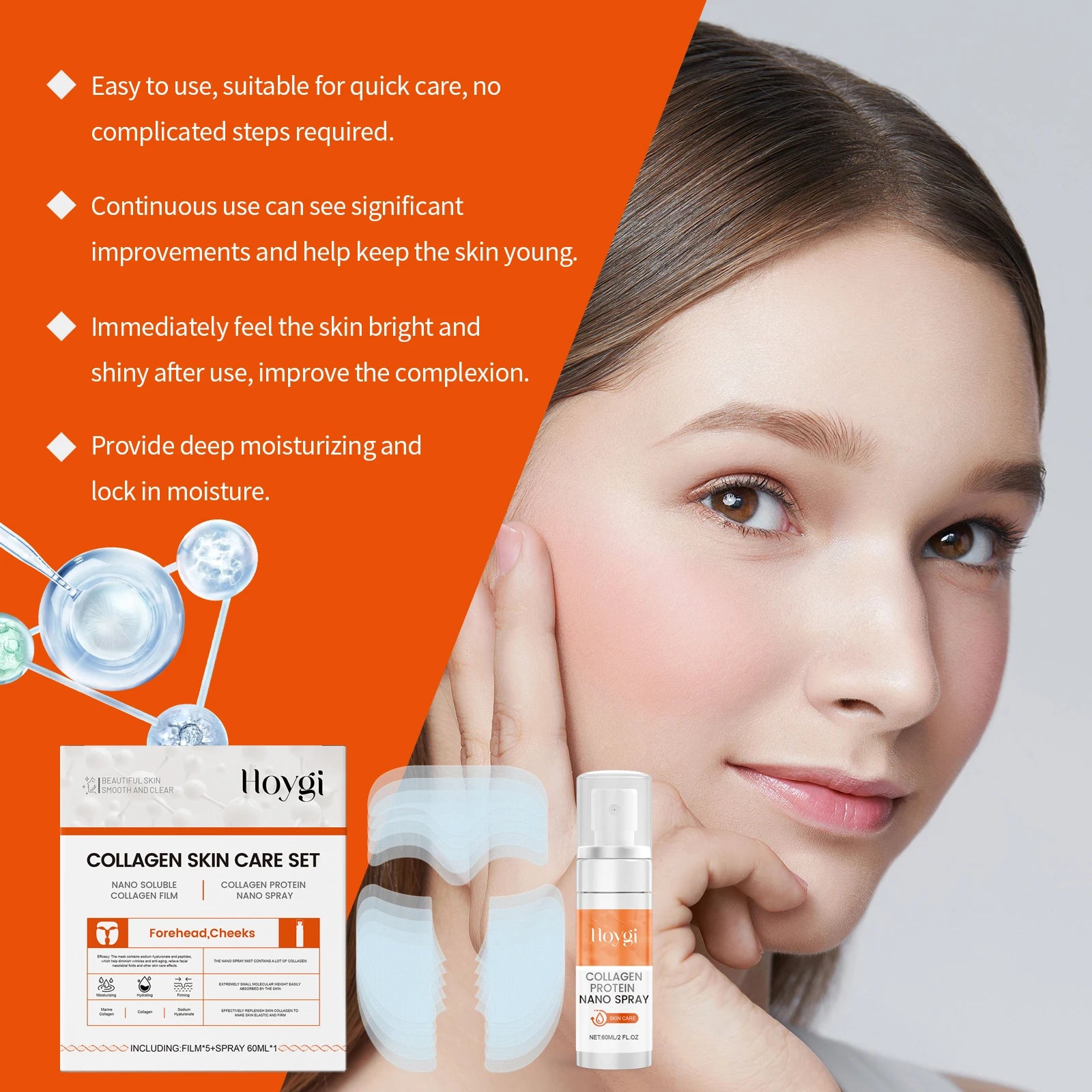 Nano Soluble Collagen Serum Spray Set – Wrinkle Repair & Skin Brightening Face Filler for Firm, Youthful Skin