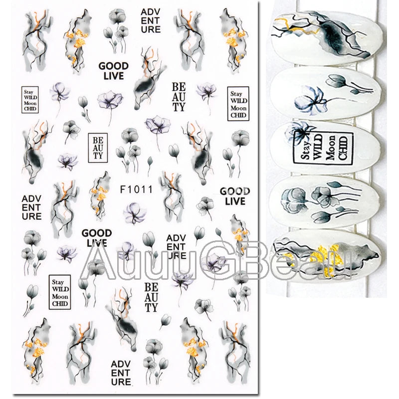 3D Floral & Butterfly Nail Art Stickers Decals