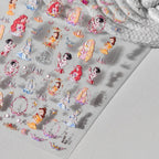 5D Princess Nail Stickers – Colorful Fairy Tale Embossed Decals