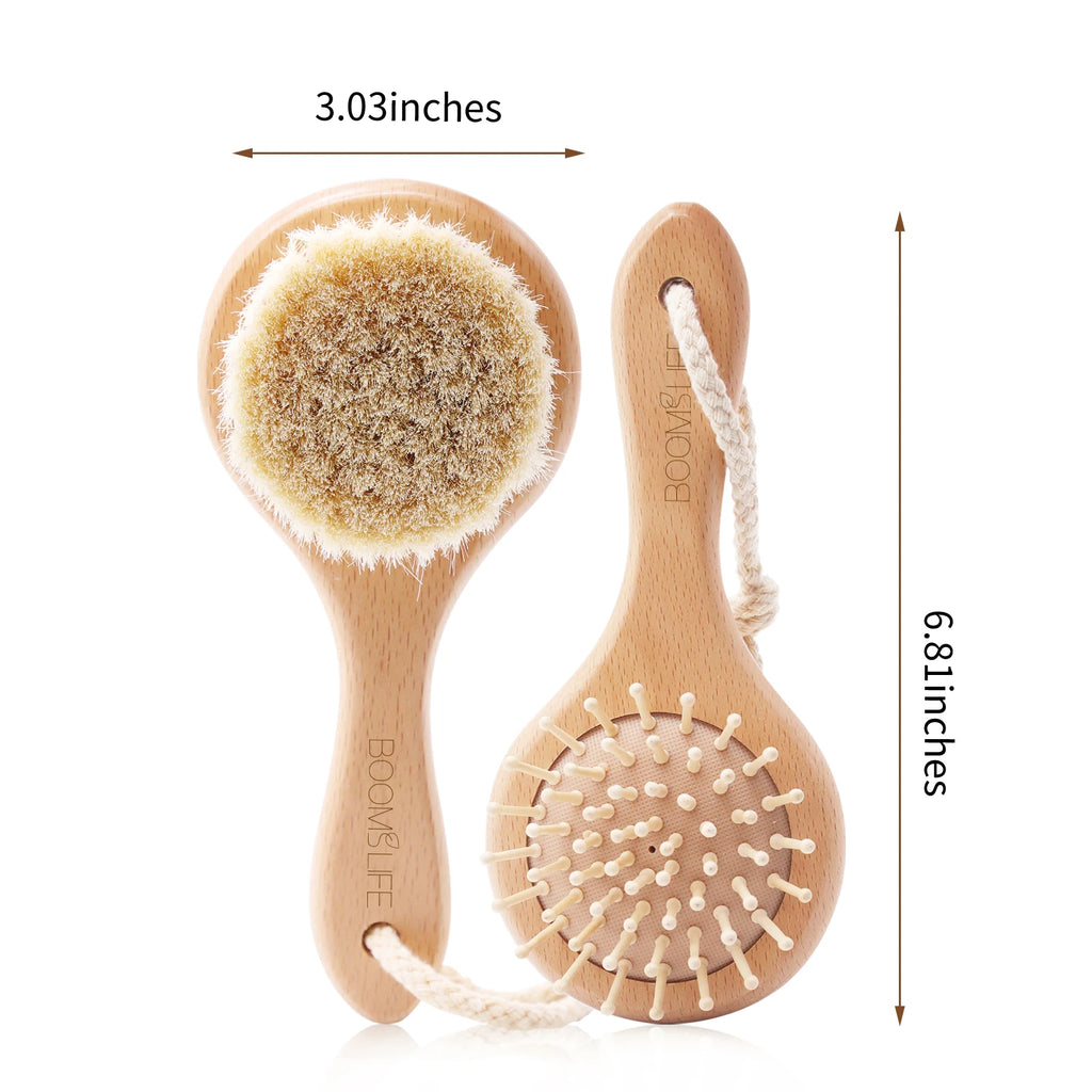 Deep Pore Face Cleansing Brush – Professional Fiber Exfoliating Brush with Wooden Handle