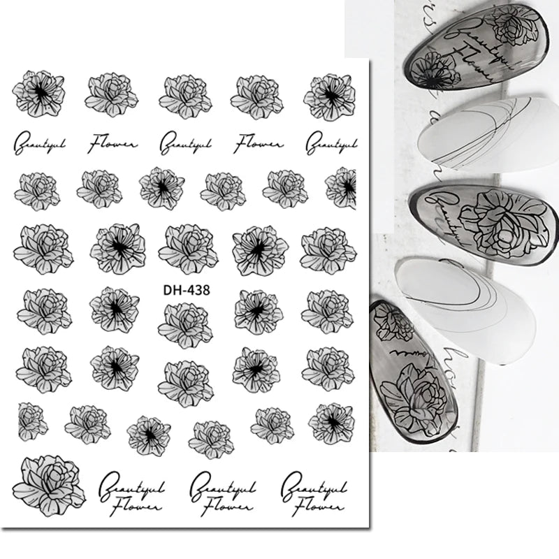 3D Y2K Hibiscus Floral Nail Stickers