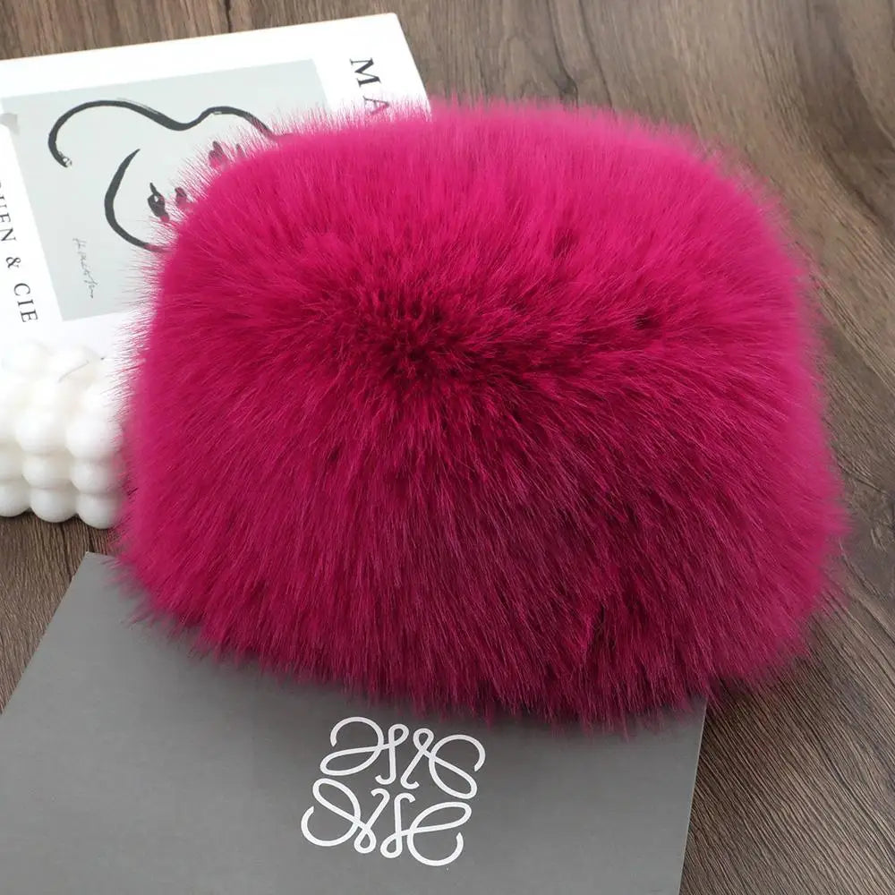 Women’s Faux Fox Fur Winter Hat – Warm Snow Ski Cap, Windproof Russian Style Ear Warmer Bonnet