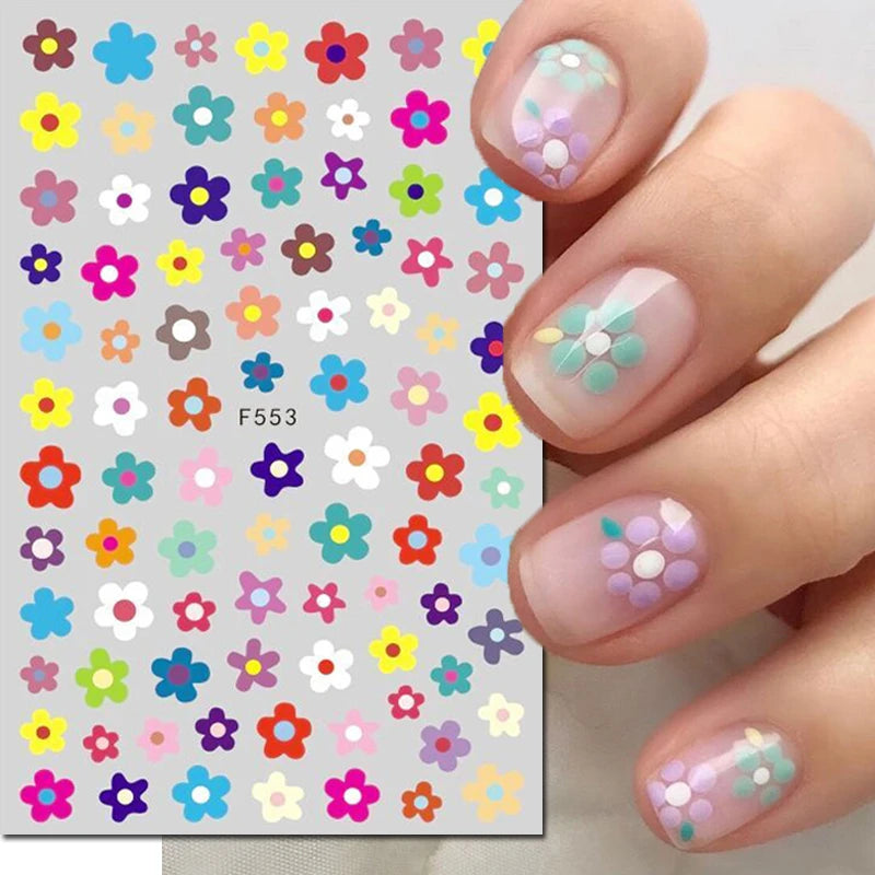 3D Y2K Hibiscus Floral Nail Stickers