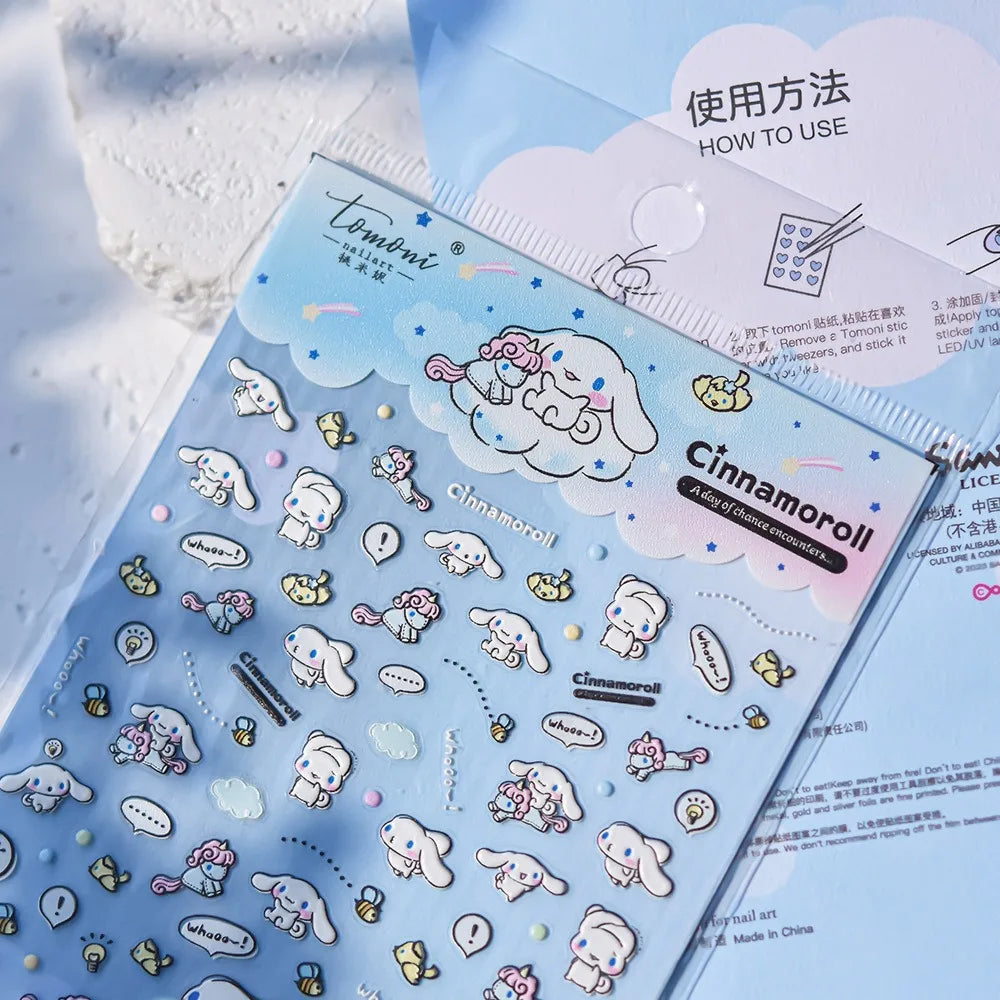 5D Anime Nail Stickers – Hello Kitty, Kuromi & Cinnamoroll
