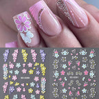 5D Spring Flower Nail Art Stickers – Colorful Daisy & Vine Decals for DIY Nails