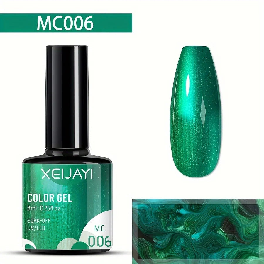 7pcs Mirror Metal Gel Nail Polish Set – Soak Off UV Gel with Silver Base
