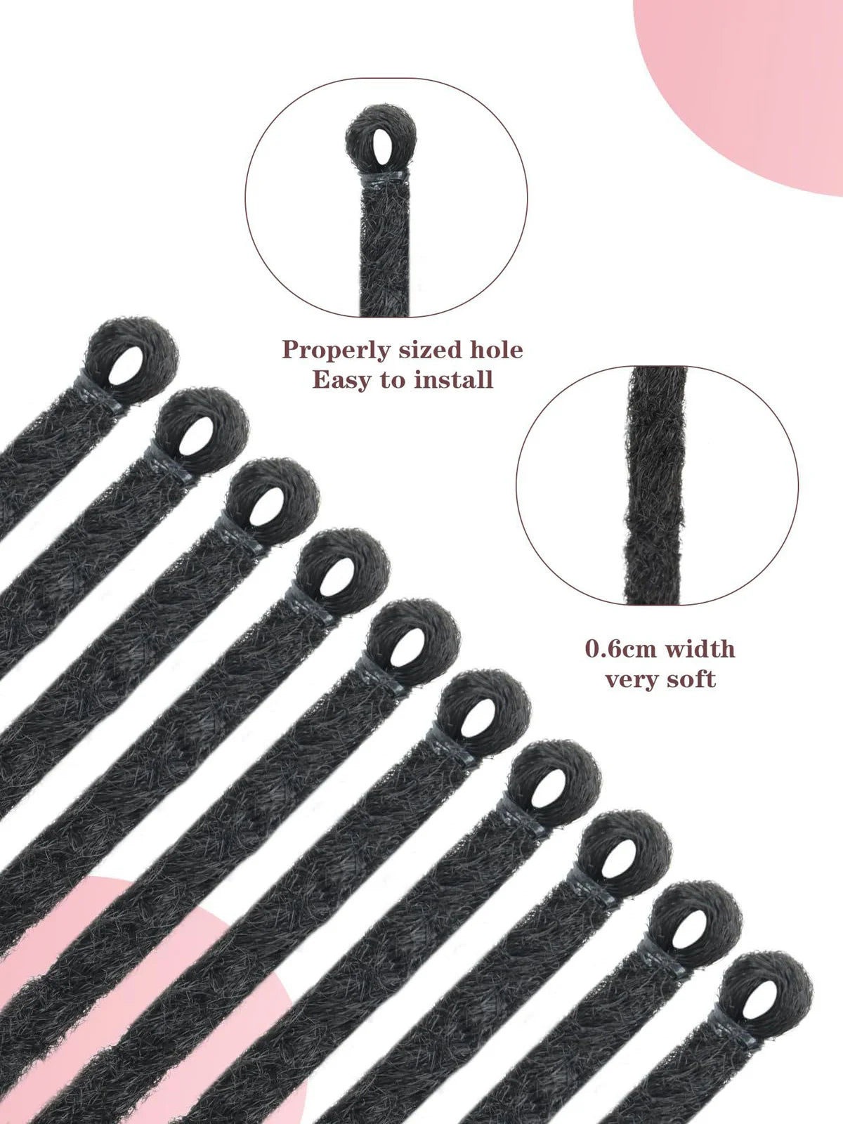24" Straight Dreadlock Clip-In Extensions – 10 Strands Soft Synthetic Hair