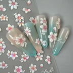 5D Spring Flower Nail Stickers – Embossed Floral Manicure Decals