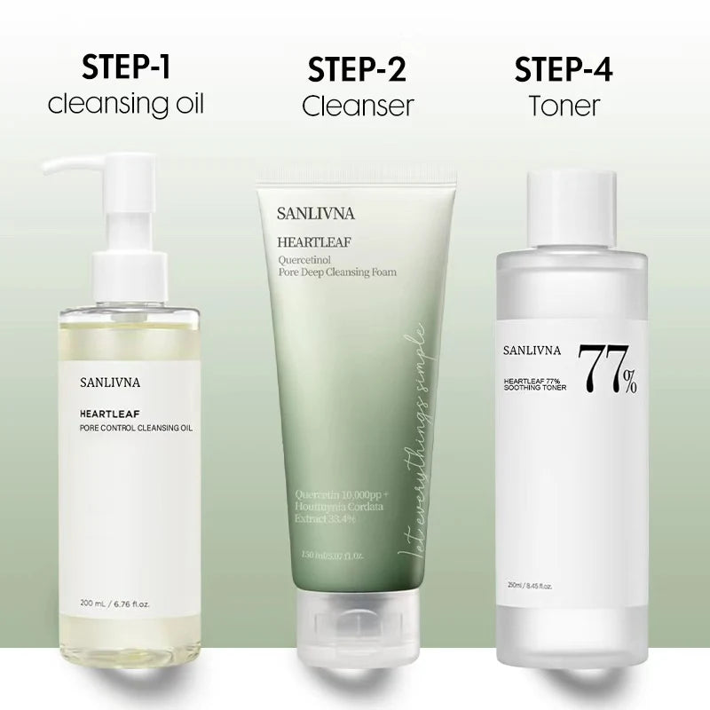 Sanlivna Heartleaf 3-Piece Skincare Set – Soothing Cleanser & Pore Care