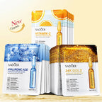 10pcs 24K Gold Vitamin C Hydrating Face Masks