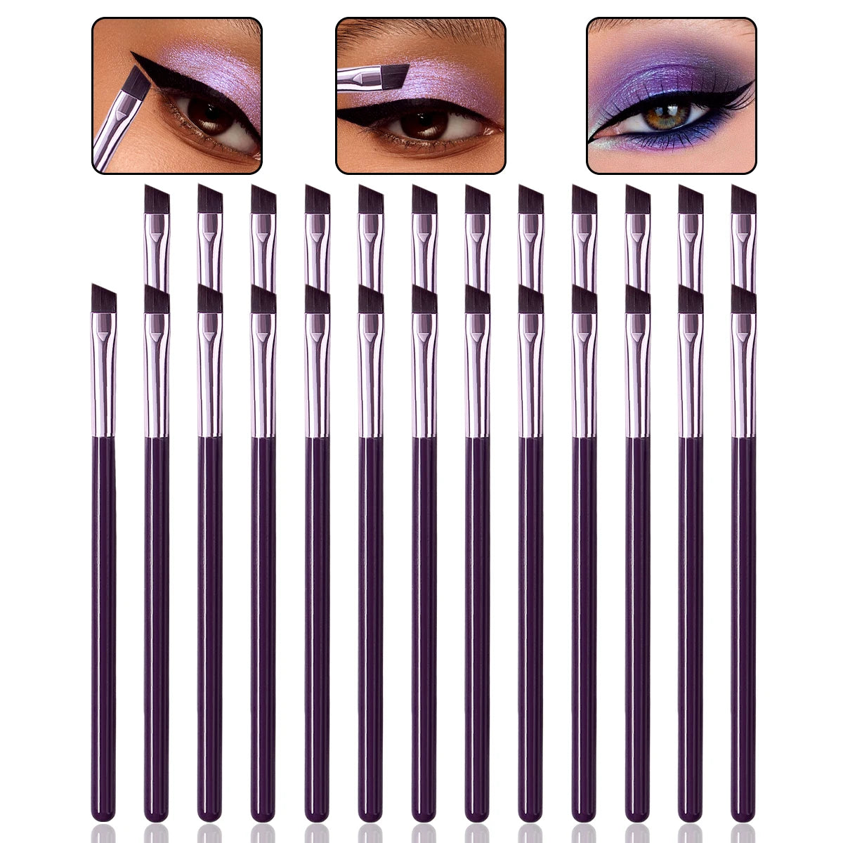 25-Piece Angled Eye Brush Set – Soft Fiber, Wood Handle, Travel-Friendly Makeup Kit