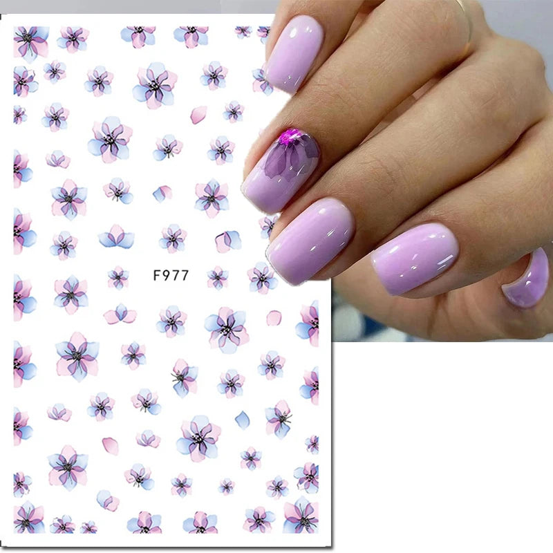 3D Floral & Butterfly Nail Art Stickers Decals