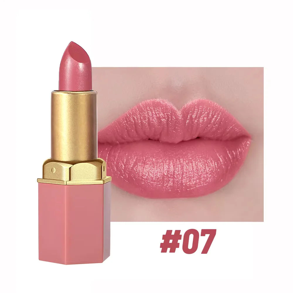 Gold Bar Matte Glitter Lipstick – 6 Colors, Velvet Texture, Valentine’s Gift