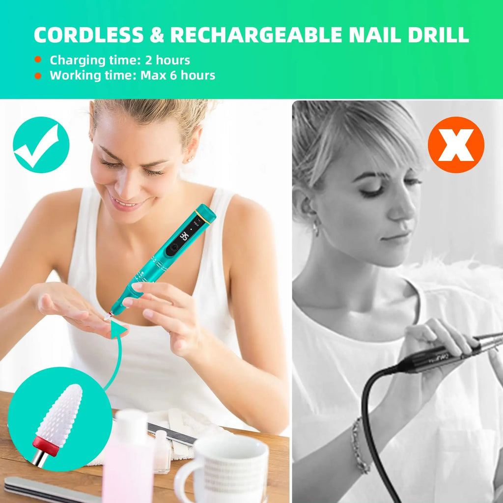 35000 RPM Cordless Electric Nail Drill Machine – Rechargeable Nail Drill Pen for Gel Polishing & Salon-Quality Nail Care