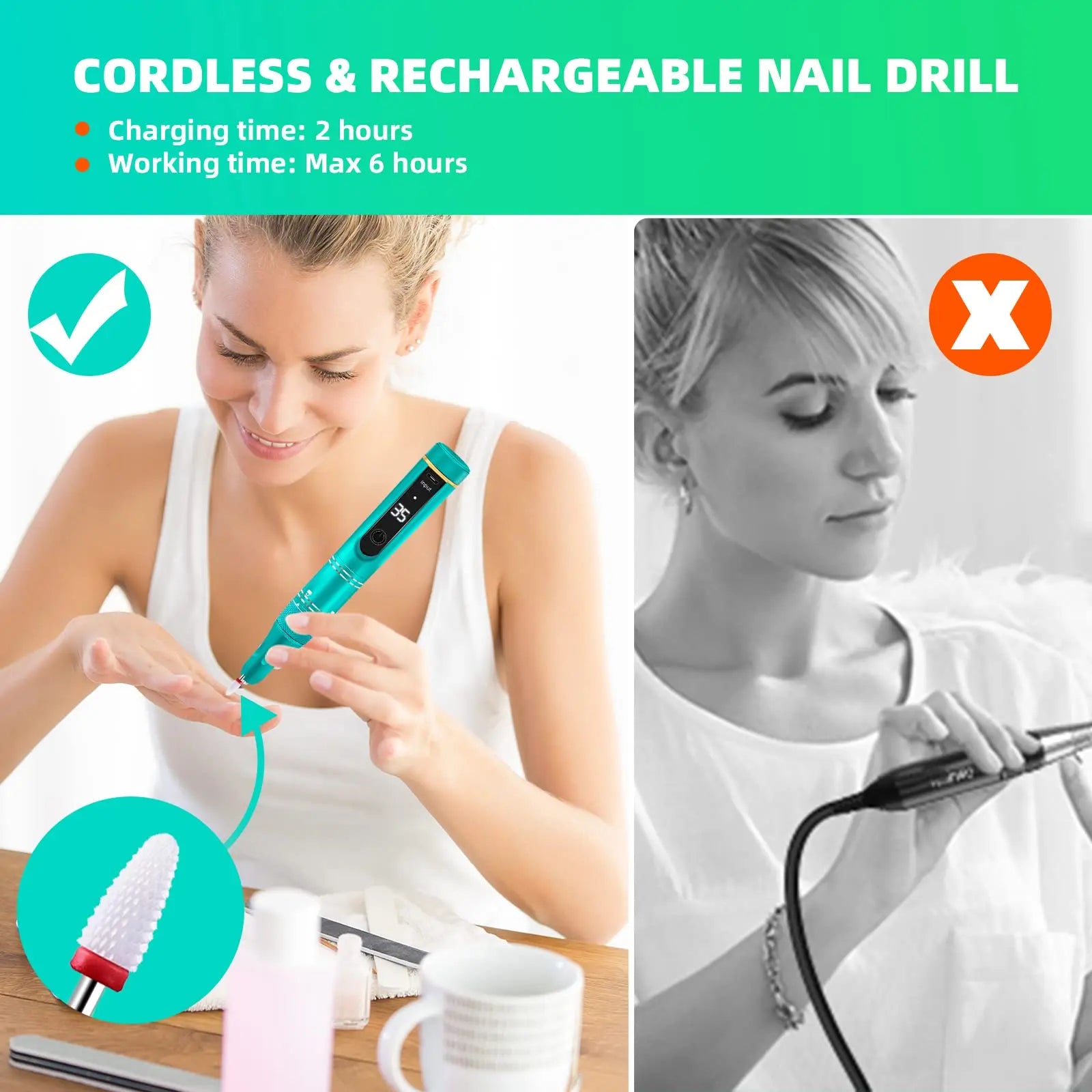 35000 RPM Cordless Electric Nail Drill Machine – Rechargeable Nail Drill Pen for Gel Polishing & Salon-Quality Nail Care