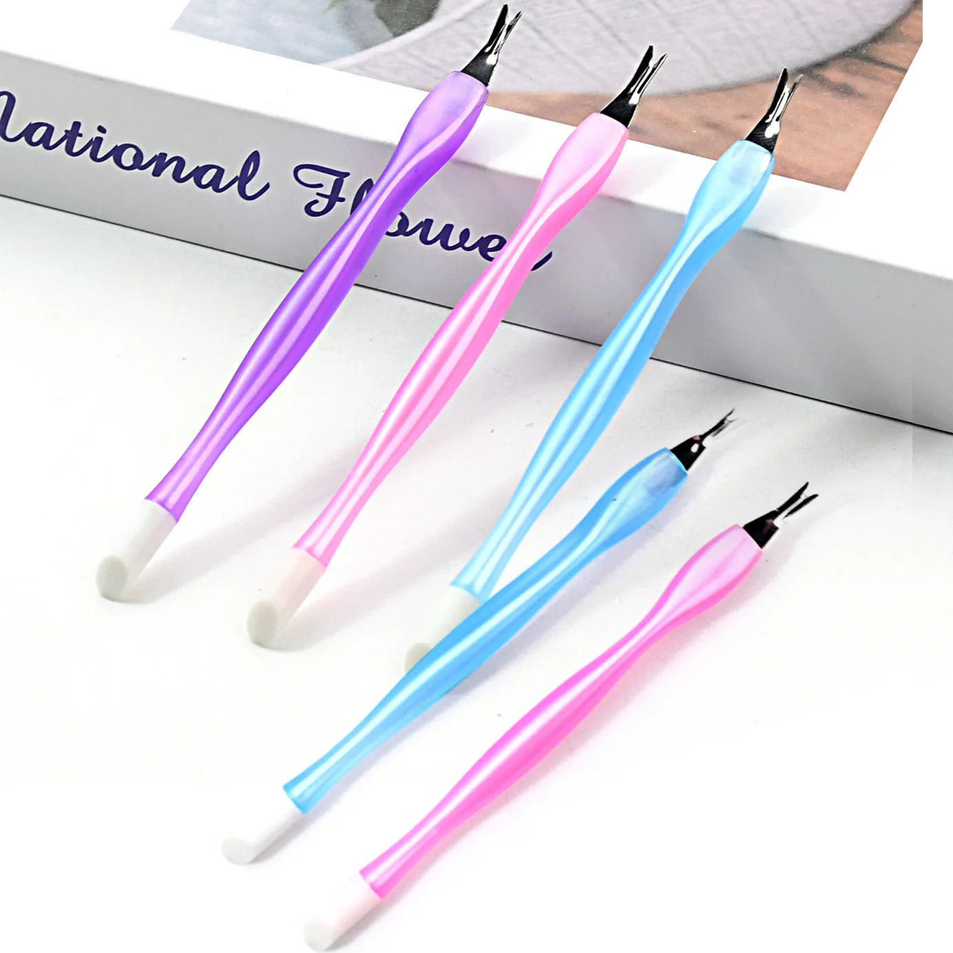 10pcs Mixed Color Cuticle Pusher Set – Dead Skin Fork, Trimmer & Peeling Knife Manicure Nail Art Tools