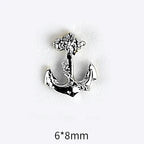 10pcs 3D Alloy Anchor Nail Charms – Gold & Silver Luxury Nail Decorations