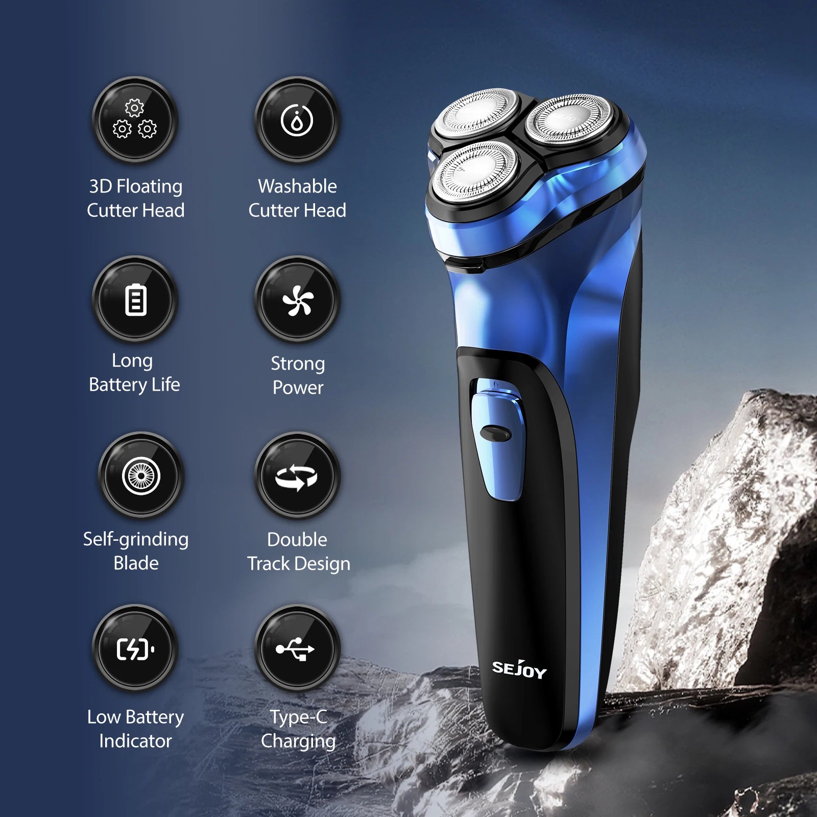 Rechargeable Electric Razor for Men – Portable Rotary Shaver & Beard Trimmer, Ideal Travel Grooming Gift