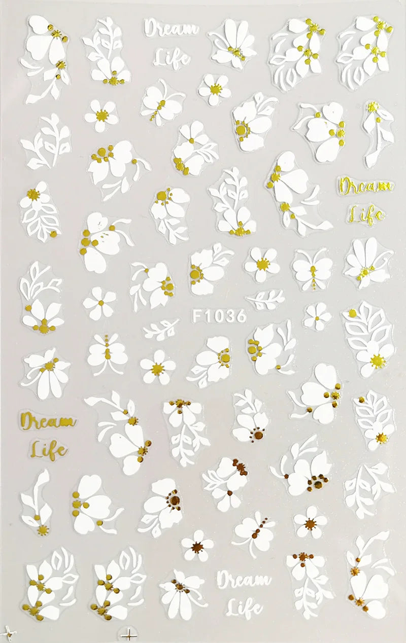 3D Floral & Butterfly Nail Art Stickers Decals
