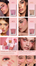 4-Color Liquid Blush – Long-Lasting, Blend able Vegan Cheek Tint