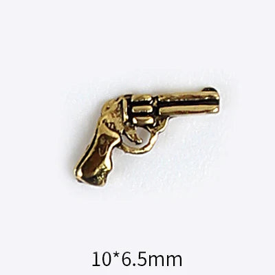 10pcs 3D Alloy Anchor Nail Charms – Gold & Silver Luxury Nail Decorations