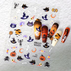 3pcs Halloween Nail Stickers – Pumpkin & Bat 3D Decals