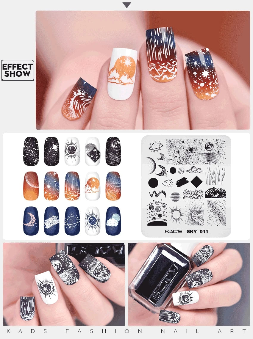 KADS Sky 011 Nail Stamping Plate – Moon & Galaxy Design Stainless Steel Template