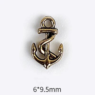 10pcs 3D Alloy Anchor Nail Charms – Gold & Silver Luxury Nail Decorations