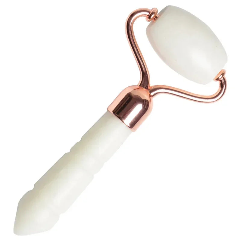 Double-Headed White Jade Facial Roller – Natural Stone Massage Tool
