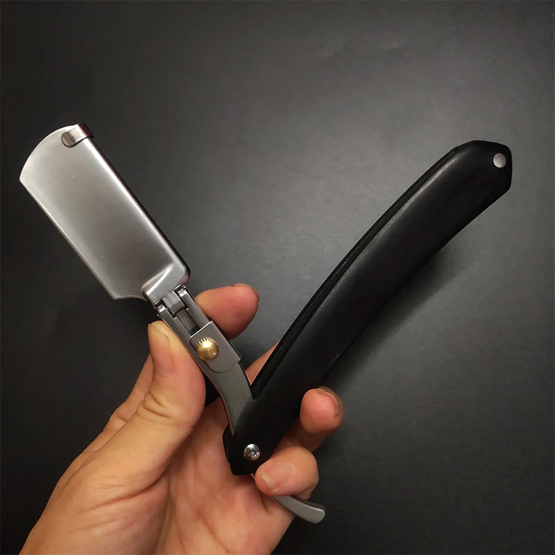 2-Color Wood Handle Shaving Razor – Professional Barber & Eyebrow Razor for Men