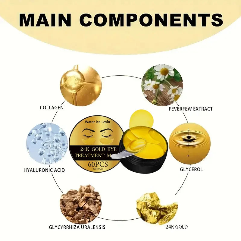 24K Gold Collagen Eye Mask – Anti-Dark Circles, Eye Bags, Anti-Wrinkle Moisturizing Eye Patches Skin Care