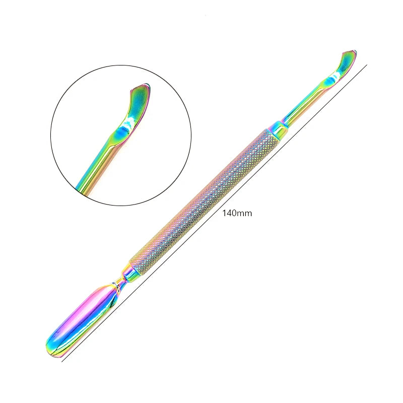 1pc Stainless Steel Dead Skin Remover – Double-Ended Cuticle Pusher & Nail Art Cleaner Tool
